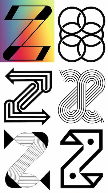 Colección de signos abstractos de la compañía con el icono de la letra Z