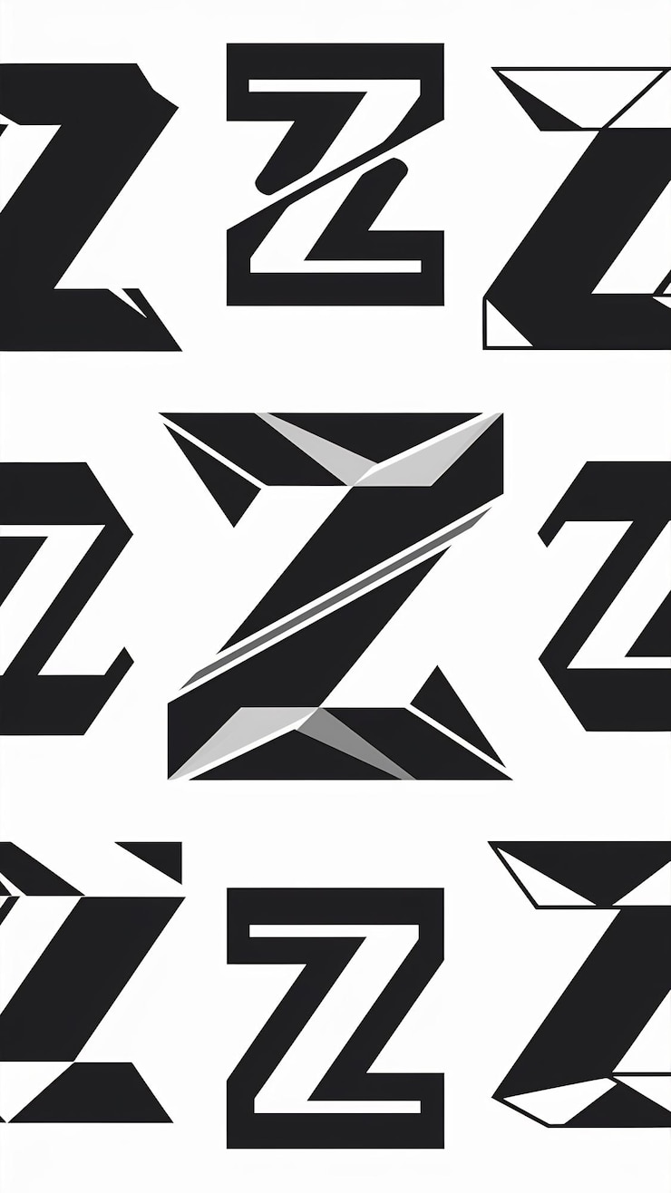 Foto colección de signos abstractos de la compañía con el icono de la letra z