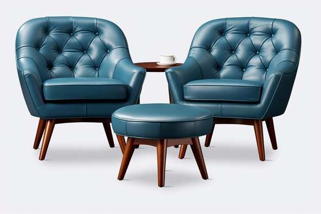 Colección de sillones vintage retro azules con IA generativa