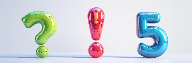 Foto colección de símbolos 3d vibrantes marca de exclamación más marca de comprobación en rojo verde azul con acabados reflectantes lisos brillantes en fondo blanco
