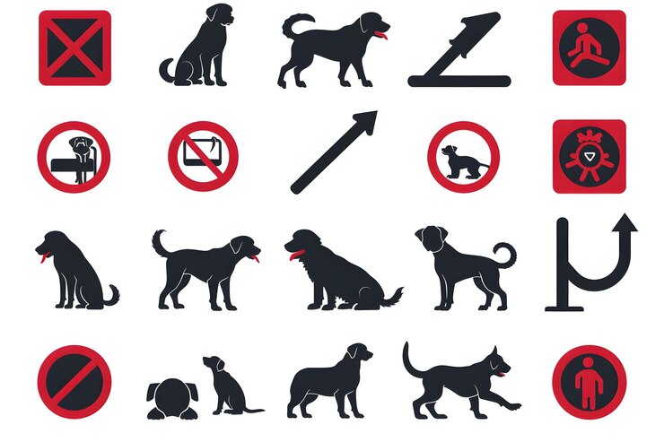 Colección de símbolos y signos relacionados con los perros
