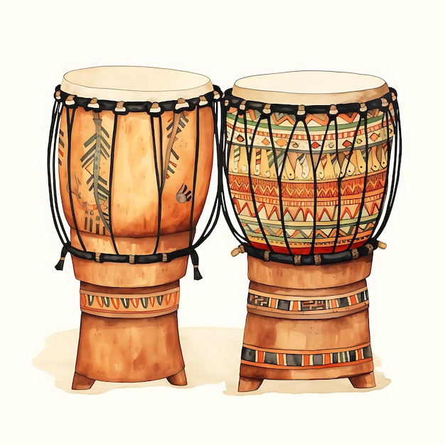 Foto colección de tambores africanos de djembe tarjeta de invitación de boda forma de tambor diseño de idea de ilustración africana