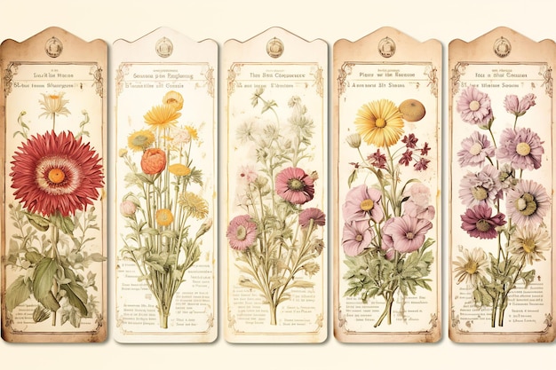 una colección de tarjetas con flores y las palabras "flores" escritas en ellas