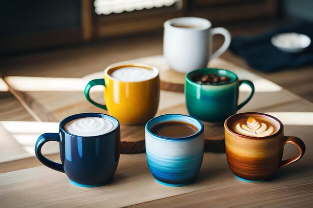 Foto una colección de tazas con una vela en la mesa