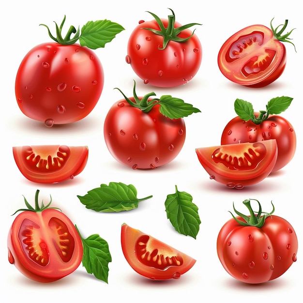una colección de tomates con la palabra tomate en ellos