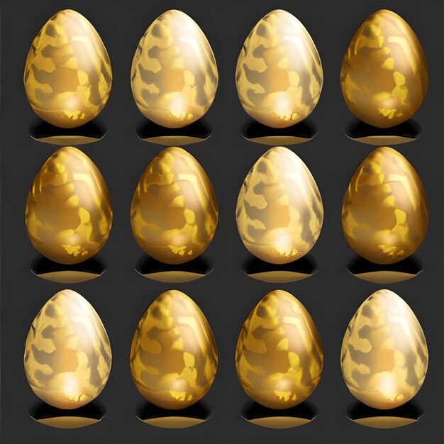 Colección única de huevos de Pascua de color dorado Con fondo negro 3