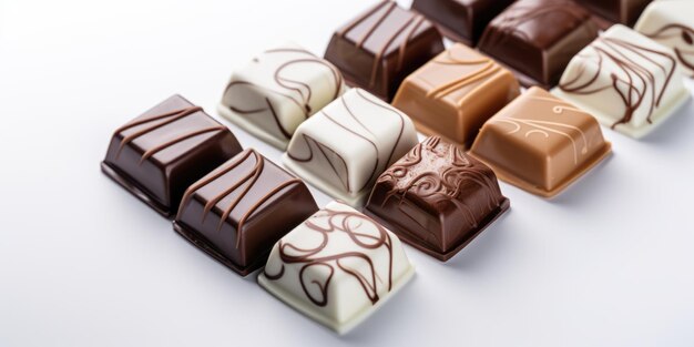 Colección variada de chocolates finos