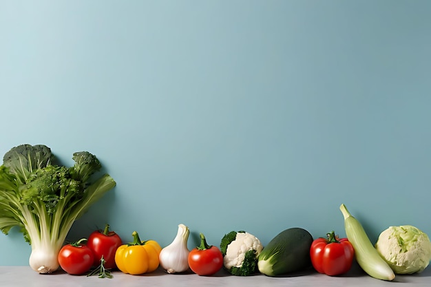 una colección de verduras, incluidos el brócoli, los rábanos y los tomates