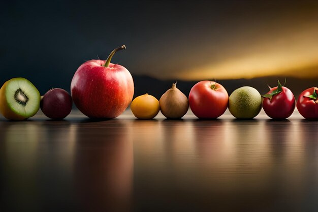 Colección vibrante de frutas y verduras saludables generadas