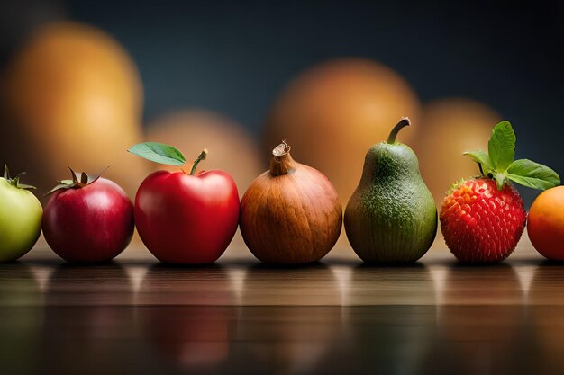 Colección vibrante de frutas y verduras saludables generadas