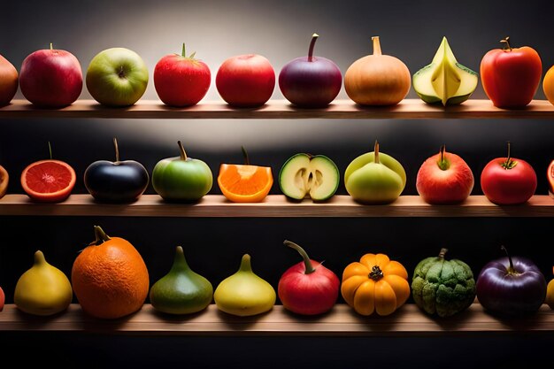 Foto colección vibrante de frutas y verduras saludables generadas