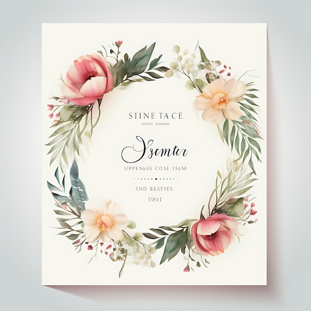Colección Vintage Floral Tarjeta de invitación de boda Forma ovalada Texturada Diseño de la idea de la ilustración en C