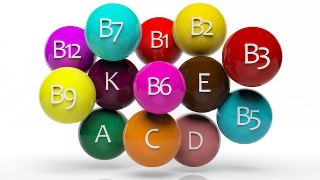 Colección de vitaminas aislado en blanco