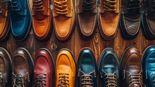 una colección de zapatos para hombres uno de los cuales es hecho por la compañía