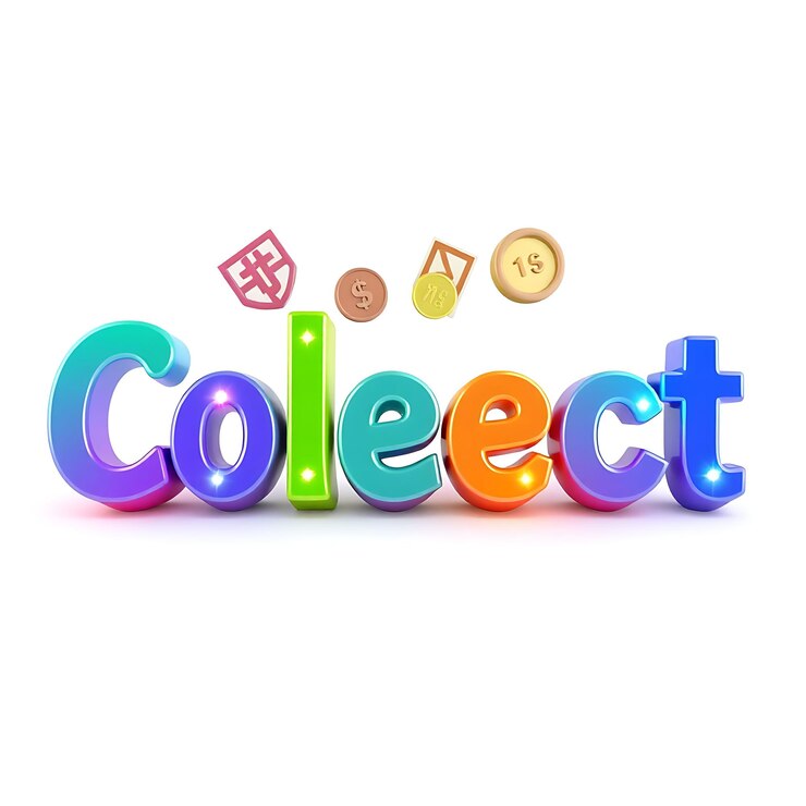 Foto coleccionable coleccionador de texto en 3d reúne con entusiasmo letras vibrantes de varios colores brillan coleccionador