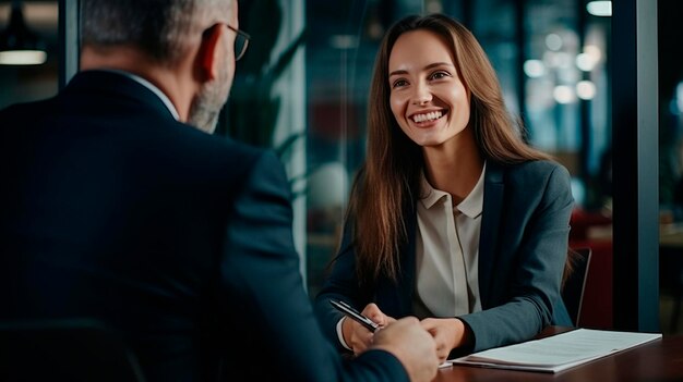 Foto colegas de escritório apertam a mão