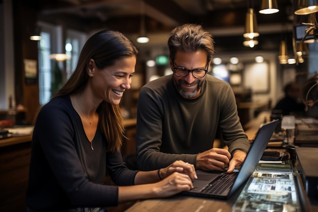 Colegas disfrutando juntos en Office Generative AI