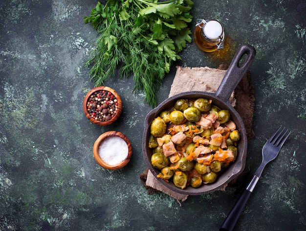 Coles De Bruselas Asadas Con Carne