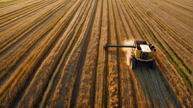 Foto coletor trabalhando em um campo de trigo dourado