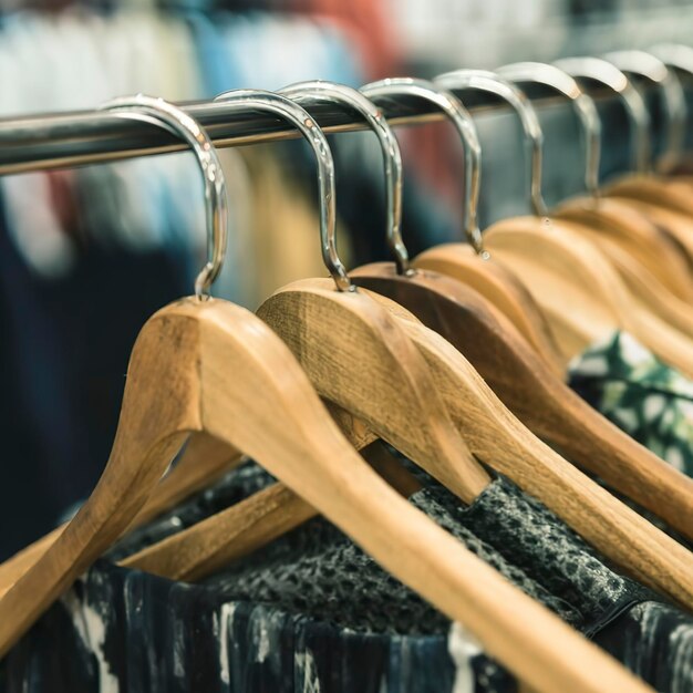 Foto colgadores en la tienda de ropa shallow dof