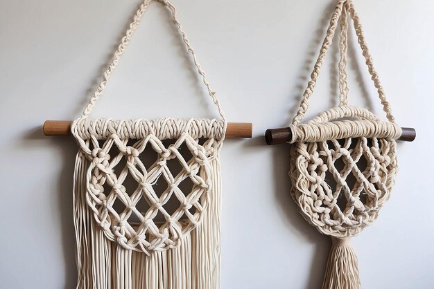 Foto colgamento de parede de macrame diy