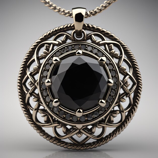 Colgante de oro con diamante negro