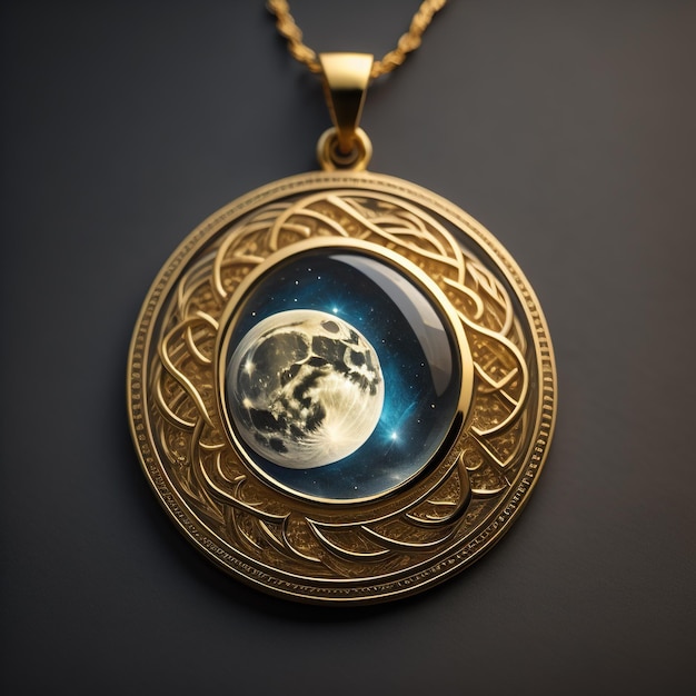 Colgante de oro con planeta luna