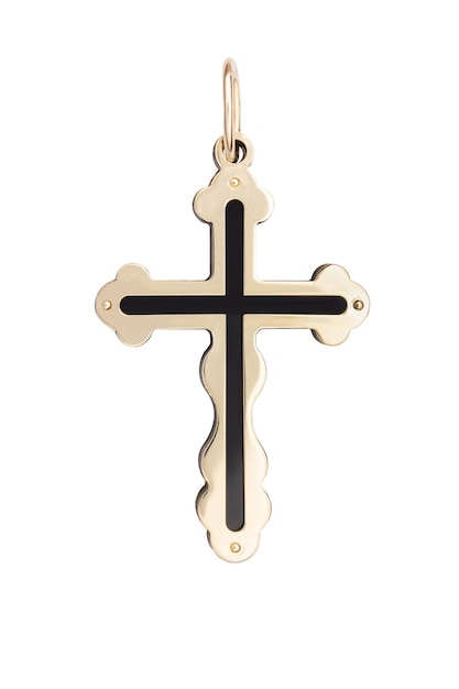 Colgante ortodoxo de oro sin cadena Joyas aislado sobre fondo blanco de cerca