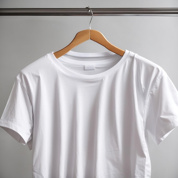 Foto un colgante que muestra una camiseta blanca y pantalones cortos blancos presentados como una maqueta