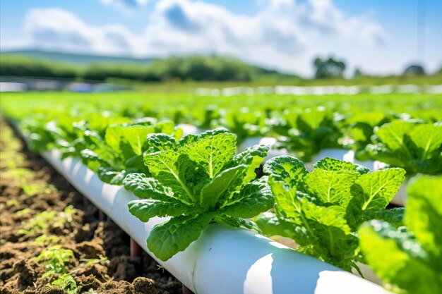 Colheita abundante de couve fresca no conceito de agricultura orgânica moderna e sustentabilidade