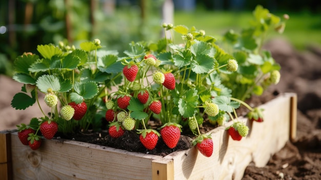 Colheita de agricultura de morangos vermelhos IA generativa