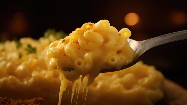 Foto colher com macarrão cremoso e pasta de queijo