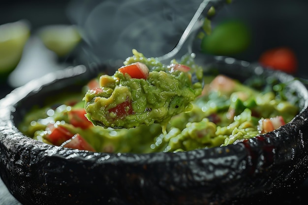 Colher de guacamole cremoso