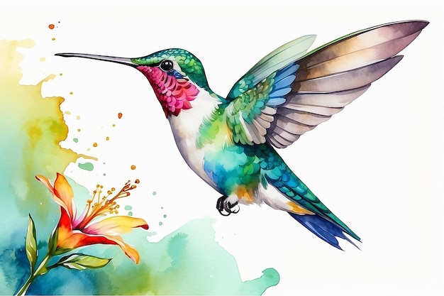 Colibrí de acuarela Colibrí vectorial aislado multicolor