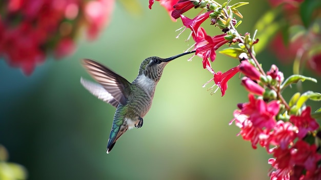 Un colibrí bebe néctarx9