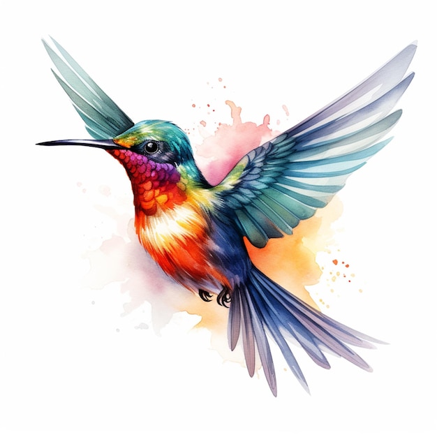 colibrí de colores brillantes volando con las alas extendidas