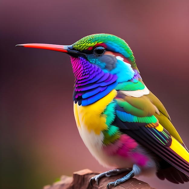 Foto un colibrí colorido con un fondo colorido