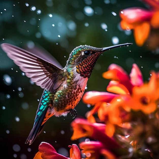 Colibrí en un día lluvioso