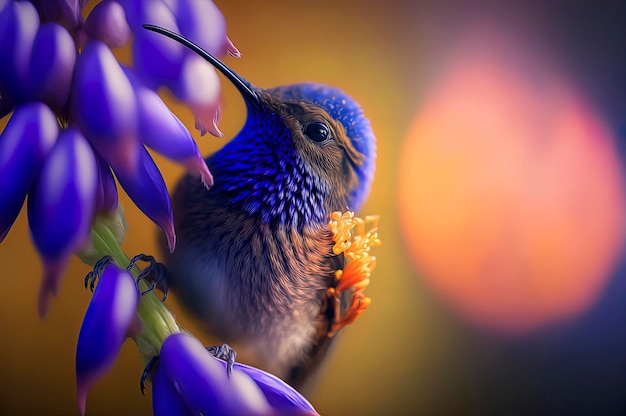 colibrí en flor