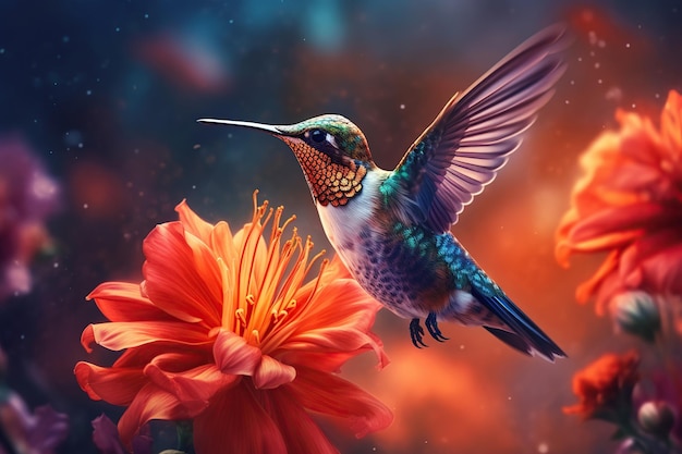 colibrí en flor