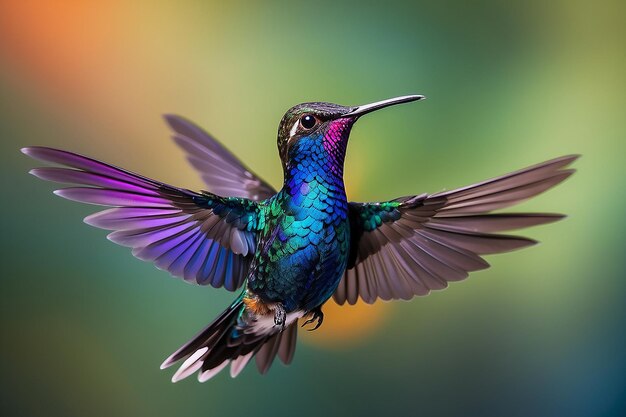 Foto un colibrí con gracia borrosa