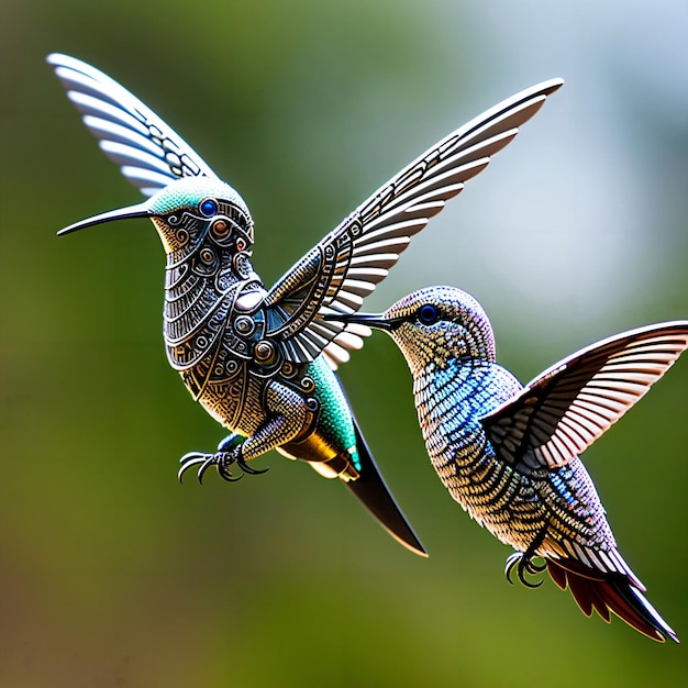 Foto un colibrí de metal