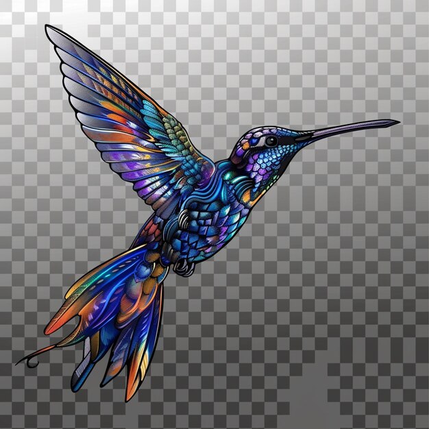 Colibri safira de cauda dourada Ilustração vetorial desenhada à mão de um colibri voador