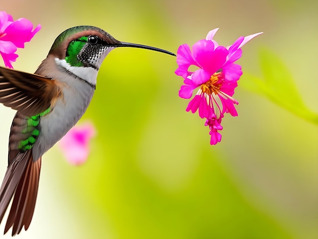 colibrí verde volando ai generado