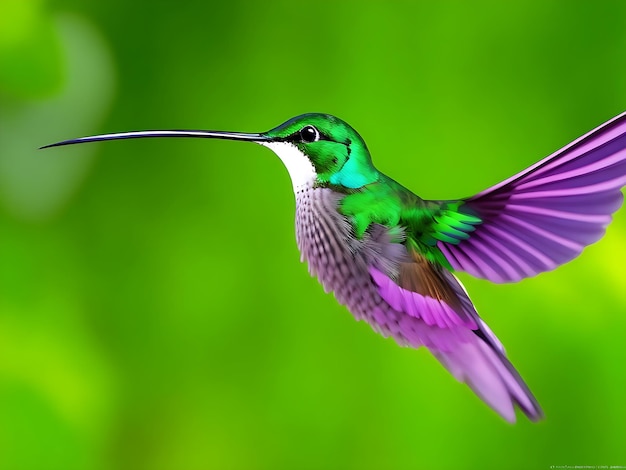 colibrí verde volando ai generado