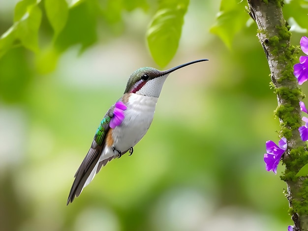 colibrí verde volando ai generado