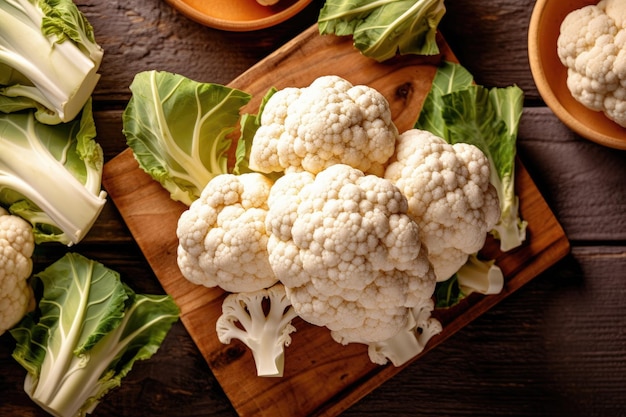 coliflor en la mesa de la cocina publicidad profesional fotografía de alimentos