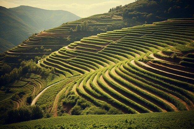 Colinas onduladas cobertas de vinhas