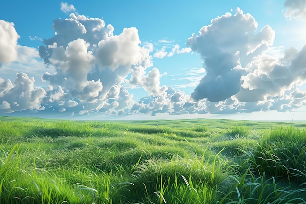 Foto colinas verdes bajo un cielo azul con nubes blancas