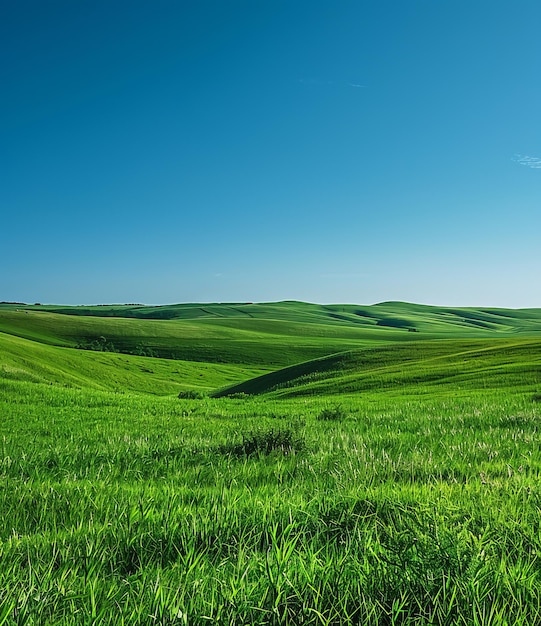 Colinas verdes bajo un cielo azul